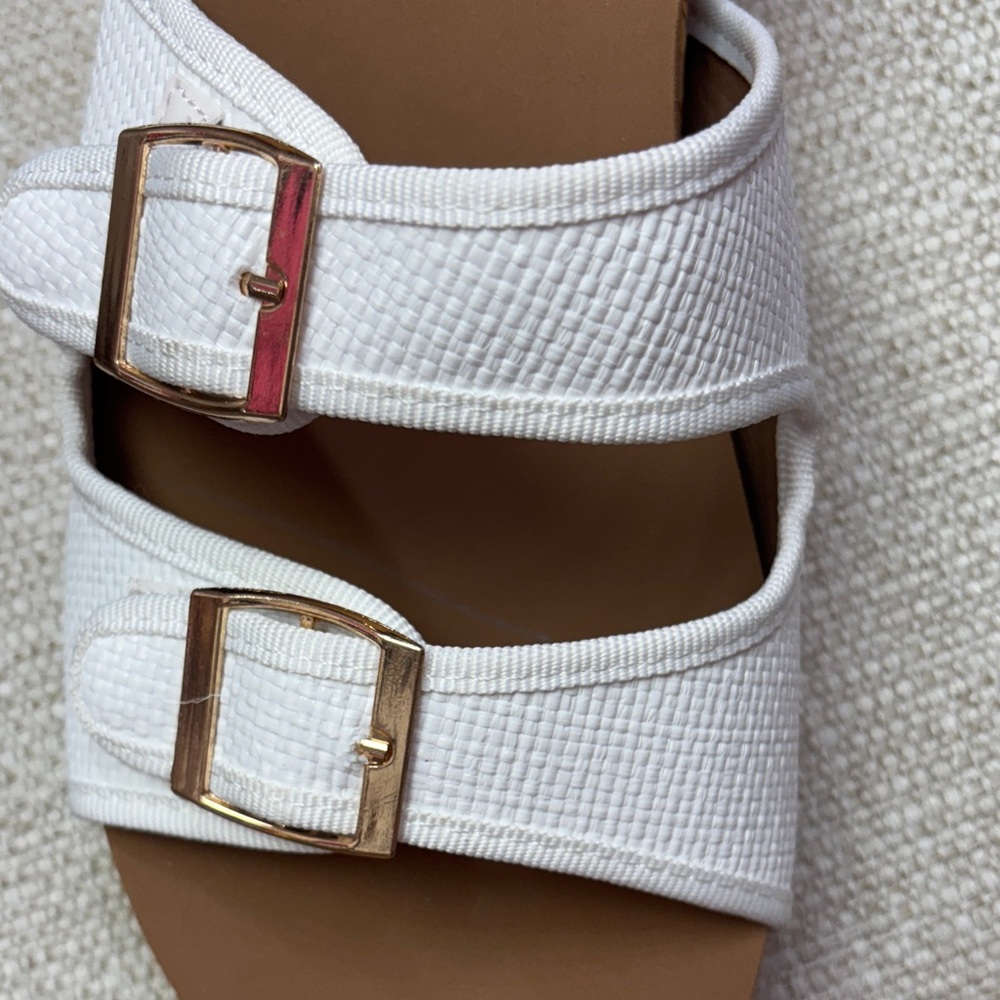 White and Gold Wedge Sandals